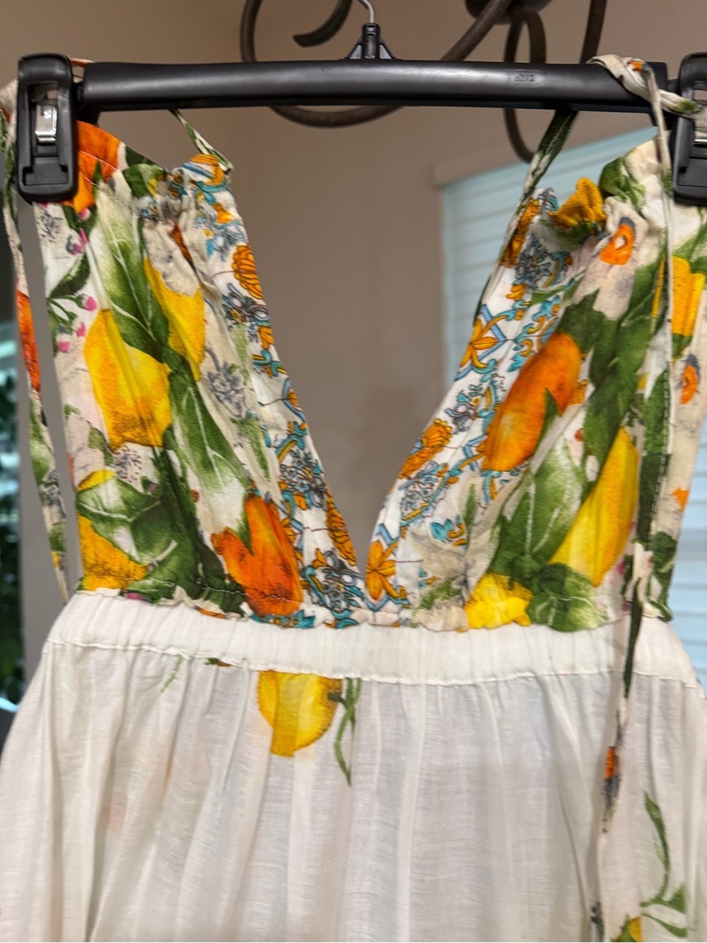 Antica Sartoria 2026 White Lemon Print Halter Maxi Dress OS - Picture 7 of 7